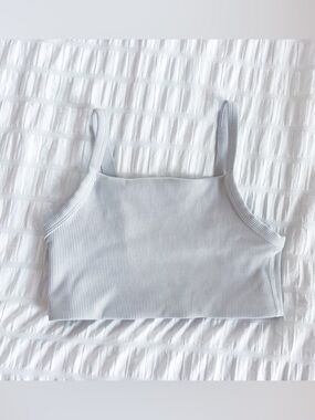 OFFLINE By Aerie Seamless Sports Bra High Neck Size XS Gray Beige Tan
